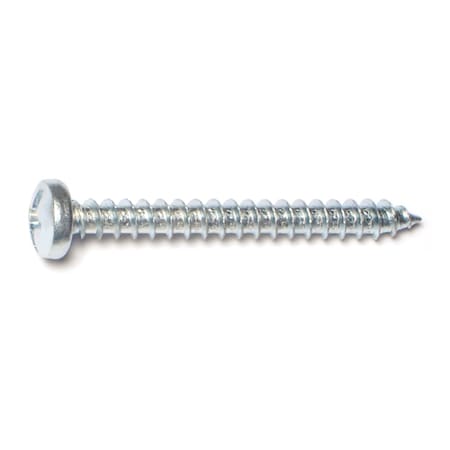 Midwest Fastener Sheet Metal Screw, #10 x 1-3/4 in, Zinc Plated Steel Pan Head Combination Phillips/Slotted Drive 03192